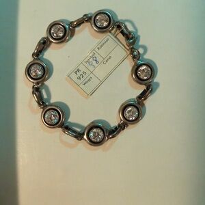 Vintage Sterling Silver Bracelet with Crystal Accents